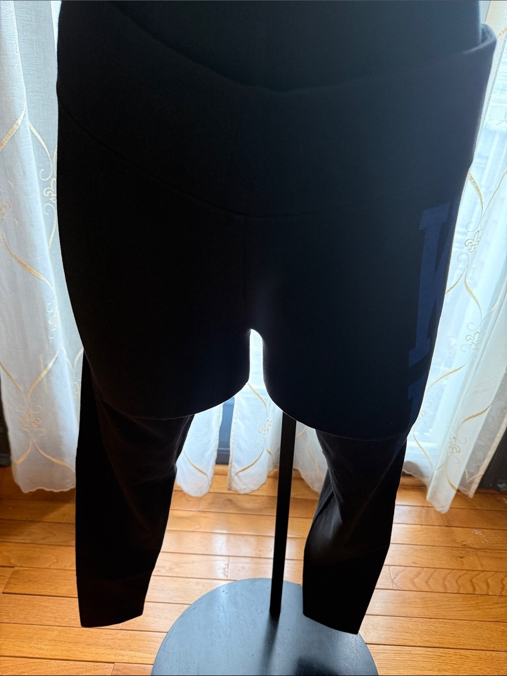PINK Victoria's Secret Black Leggings with KU Logo